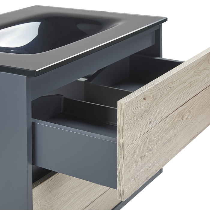 Beliani - TERUEL - Badkamermeubel - Lichthout|Grijs - MDF