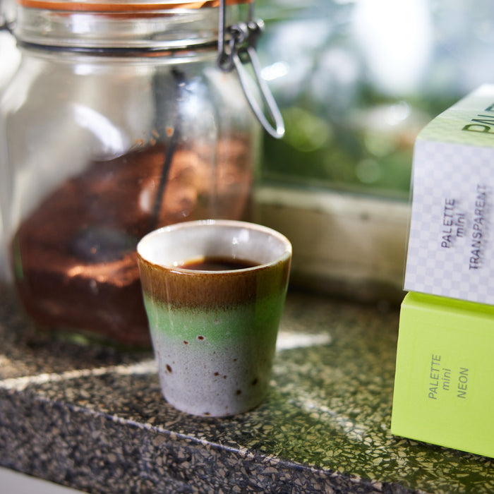 HKliving 70's Ceramics Ristrettokopje 0,1 L - Set van 4 - Good Vibes