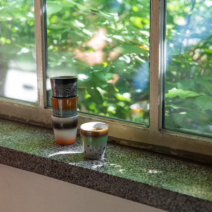 HKliving 70's Ceramics Ristrettokopje 0,1 L - Set van 4 - Good Vibes