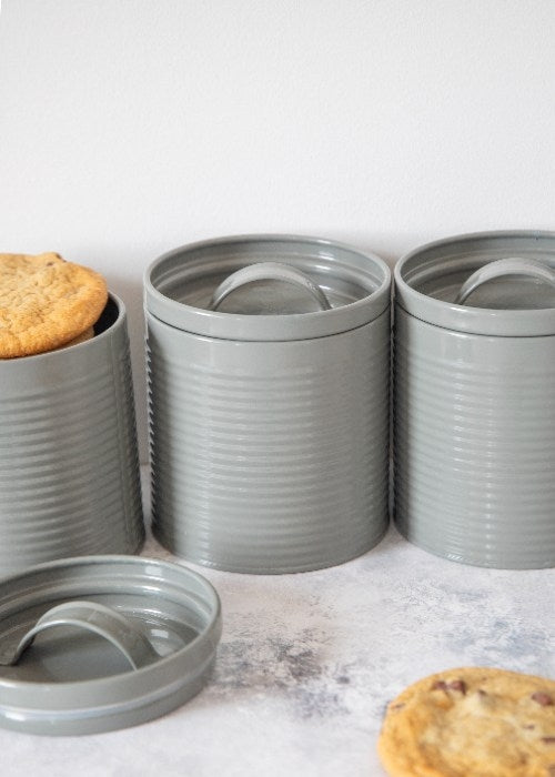 KitchenCraft - Voorraadbussen, Set van 3 Stuks, 1 L, Grijs - KitchenCr