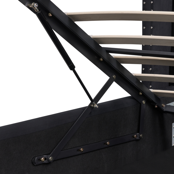 Beliani-LUBBON-Bed met opbergruimte-Zwart-140 x 200 cm-Fluweel