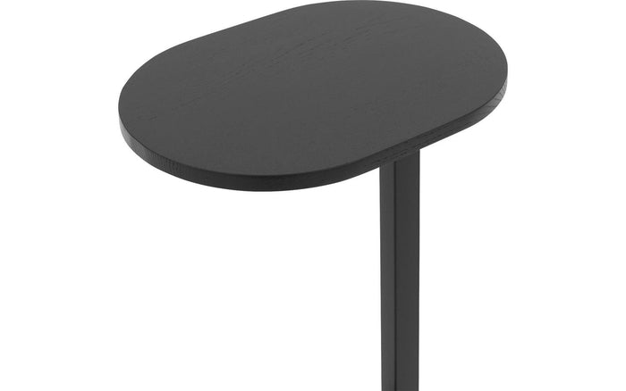Goossens Bijzettafel Oval, Voet ovaal metaal ral 9005 zwart, blad
