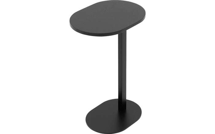 Goossens Bijzettafel Oval, Voet ovaal metaal ral 9005 zwart, blad