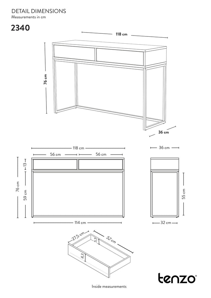 Tenzo Lipp Sidetable met Lades Groen