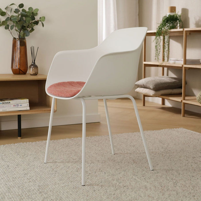 Nolon Nora-Liz Eetkamerstoel Wit - Terracotta Kussen - Witte Poten