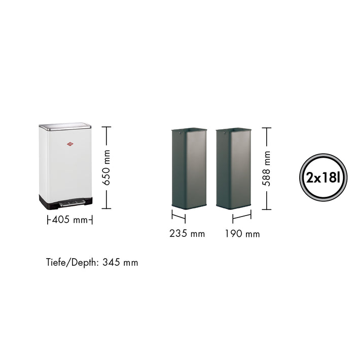 Wesco Big Double Boy Pedaalemmer - 2 x 18 Liter - Rood - Prullenbak