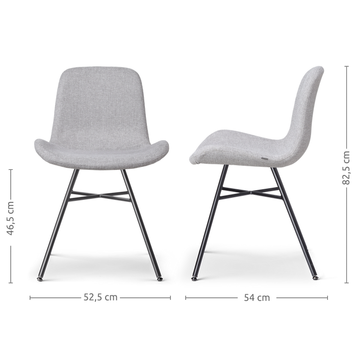 Nolon Noa-Fé Eetkamerstoel Lichtgrijs - Stof - Zwart Onderstel