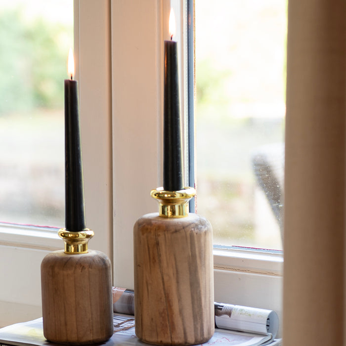 Clayre & Eef Vaas Ø 8x13 cm Bruin Hout Rond Decoratie Vaas