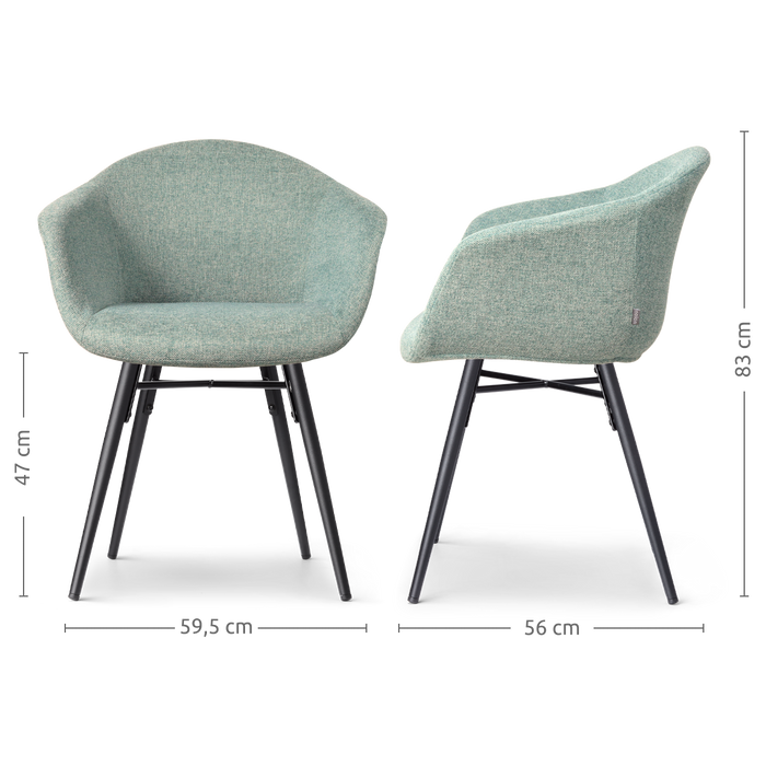 Nolon Nova-Otis eetkamerstoel zacht groen - zwart onderstel