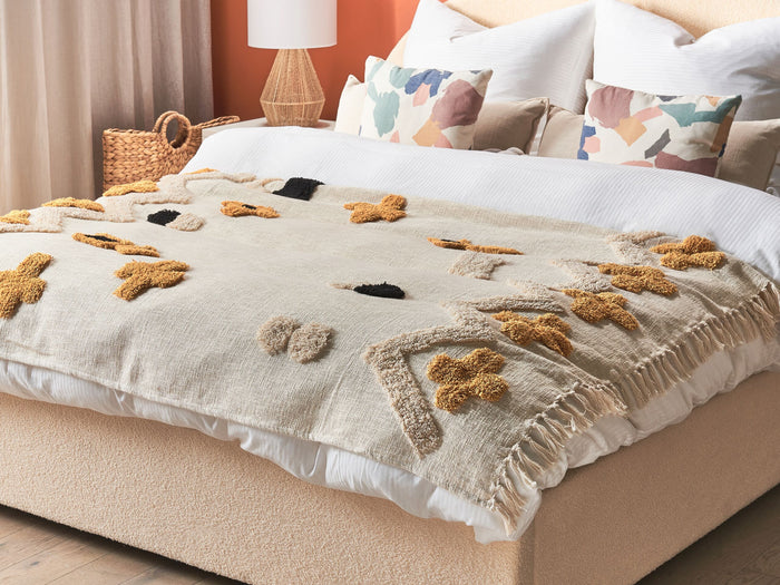 Beliani - ADONI - Plaid - Lichtbeige - 130 x 180 cm - Katoen