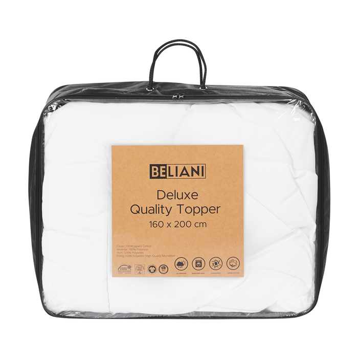 Beliani - MULHACEN - Matrastopper - Wit 160 x 200 cm - Japara katoen