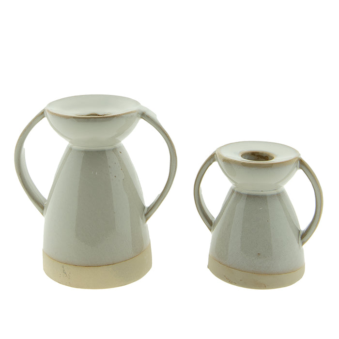 Clayre & Eef Kandelaar 13 cm Beige Porselein Kaarsenstandaard