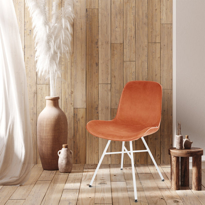 Nolon Noa-Fé eetkamerstoel velvet oker brons - wit onderstel