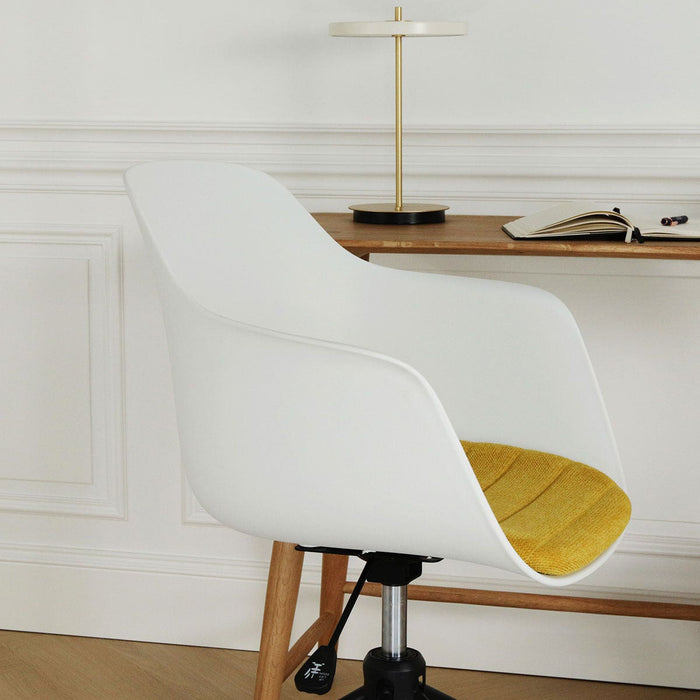 Nolon Nout-Liz Bureaustoel Wit - Okergeel Kussen - Zwart Onderstel