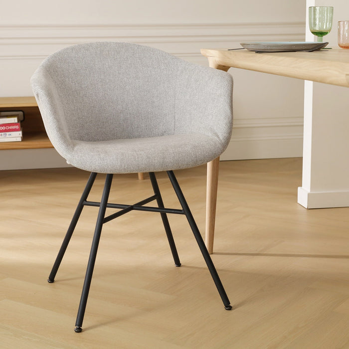 Nolon Noa-Otis Eetkamerstoel Lichtgrijs - met Armleuning - Zwart