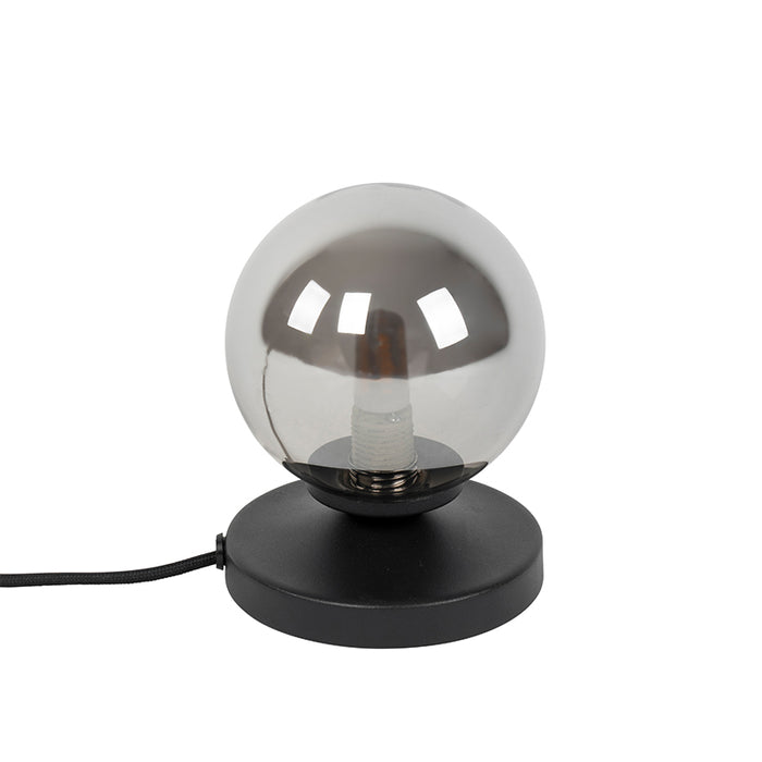 QAZQA Moderne tafellamp zwart met smoke glas - Athens