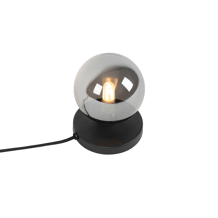 QAZQA Moderne tafellamp zwart met smoke glas - Athens