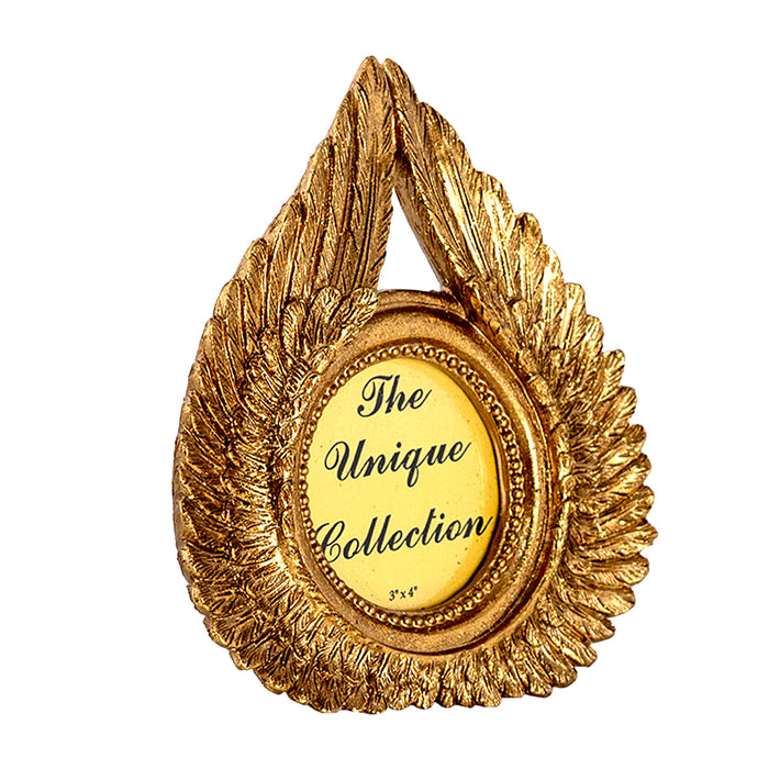 Clayre & Eef Fotolijst Vleugels 5x5 cm Goudkleurig Polyresin Fotokader