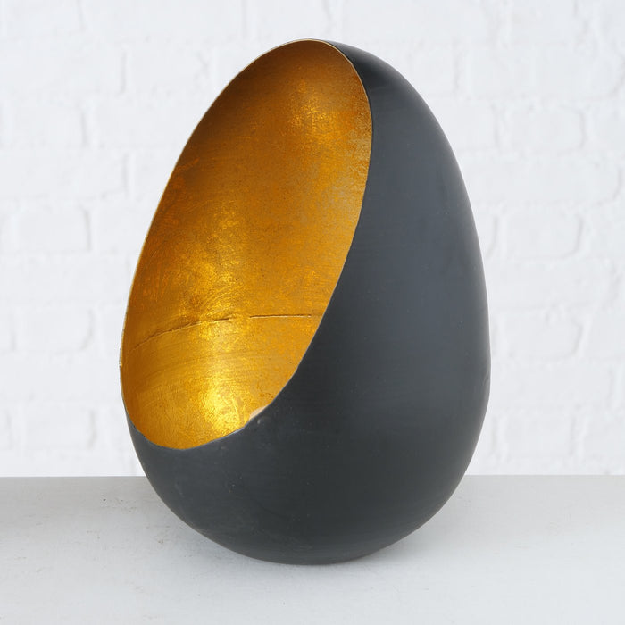 Kandelaar Golden Egg – Zwart|Goud – Medium – Ø 11 x H 15 cm