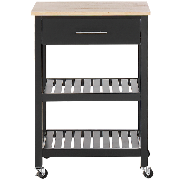 Beliani - HIUMA - Keukentrolley - Zwart - Rubberhout