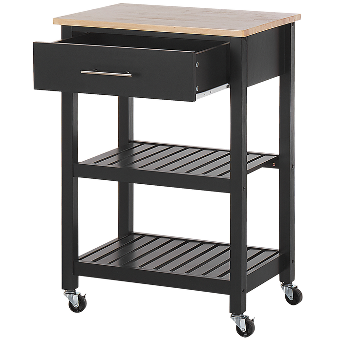 Beliani - HIUMA - Keukentrolley - Zwart - Rubberhout