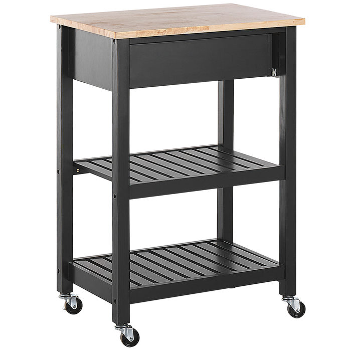 Beliani - HIUMA - Keukentrolley - Zwart - Rubberhout