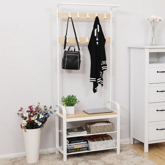 Parya Home - Kapstok - Schoenenrek - 9 Demonteerbare Haken