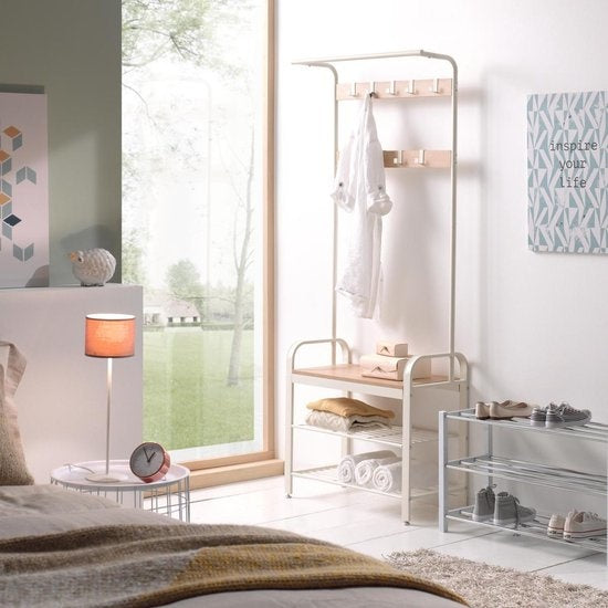 Parya Home - Kapstok - Schoenenrek - 9 Demonteerbare Haken