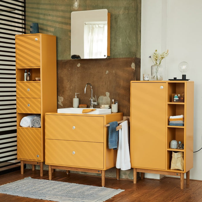 Tenzo Color Bath Badkamerkast met Vakken Mosterd