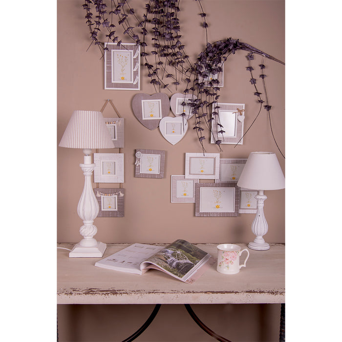 Clayre & Eef Fotolijst 9x13 cm Grijs Wit Hout Love Fotokader