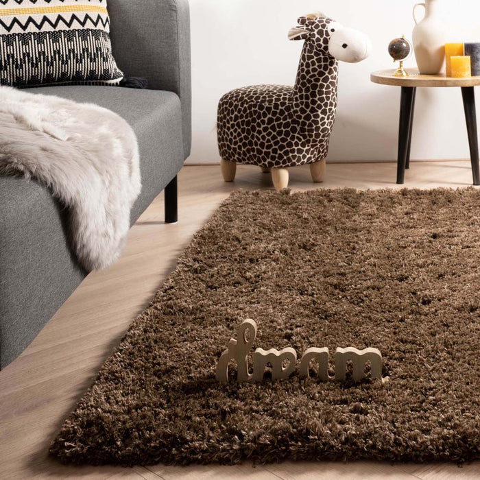 Tapeso Hoogpolig vloerkleed - Cozy Shaggy - bruin - 240x340 cm