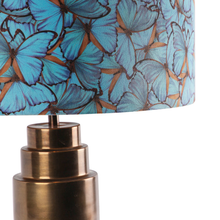 QAZQA Tafellamp brons met velours vlinder kap 50 cm - Bruut