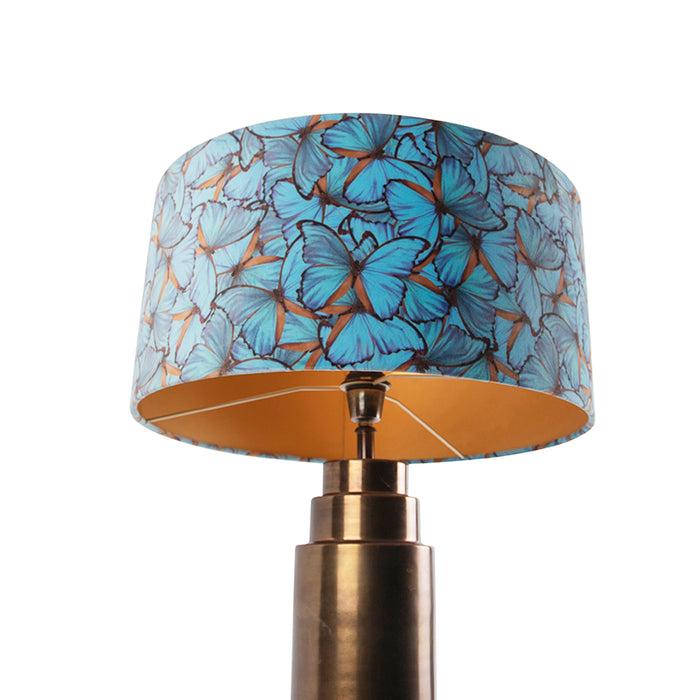 QAZQA Tafellamp brons met velours vlinder kap 50 cm - Bruut