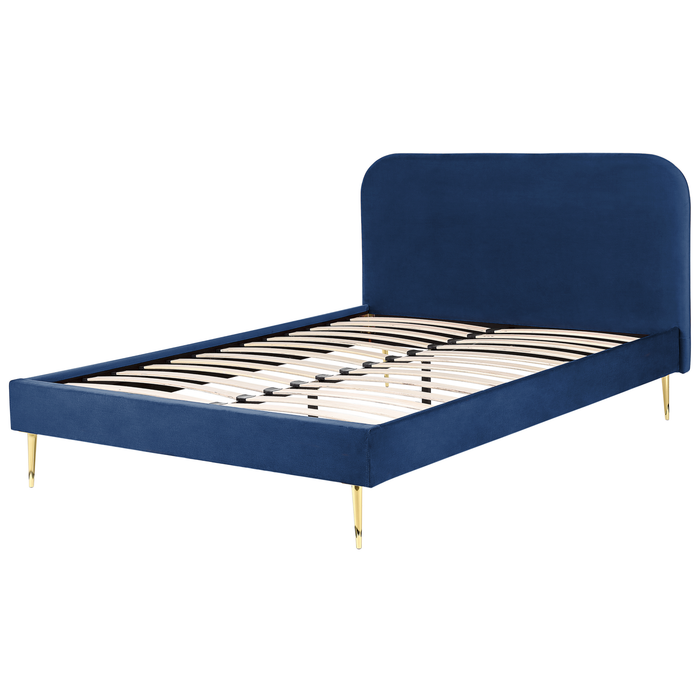 Beliani - FLAYAT - Tweepersoonsbed - Blauw - 140 x 200 cm - Fluweel