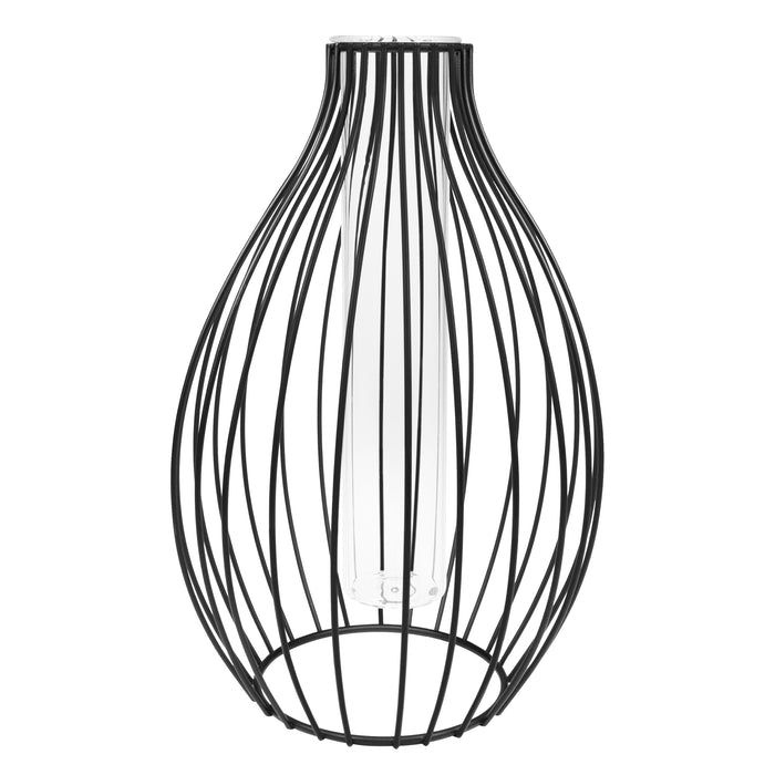 QUVIO Vaasje met metalen spijlen - Zwart