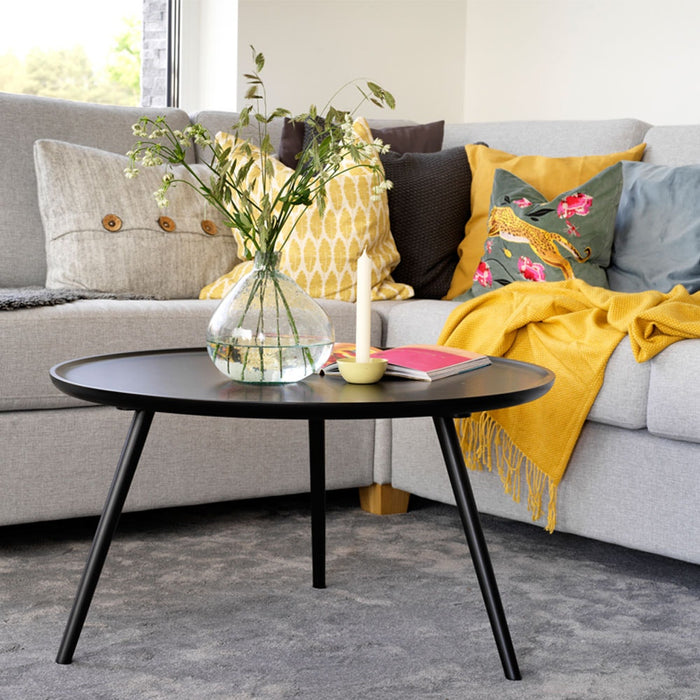 Rowico Home Daisy ronde houten salontafel zwart - Ø80 cm