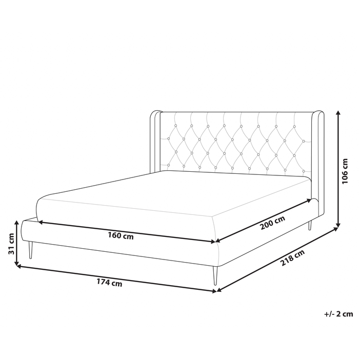 Beliani - FORBACH - Tweepersoonsbed - Grijs - 160 x 200 cm - Fluweel