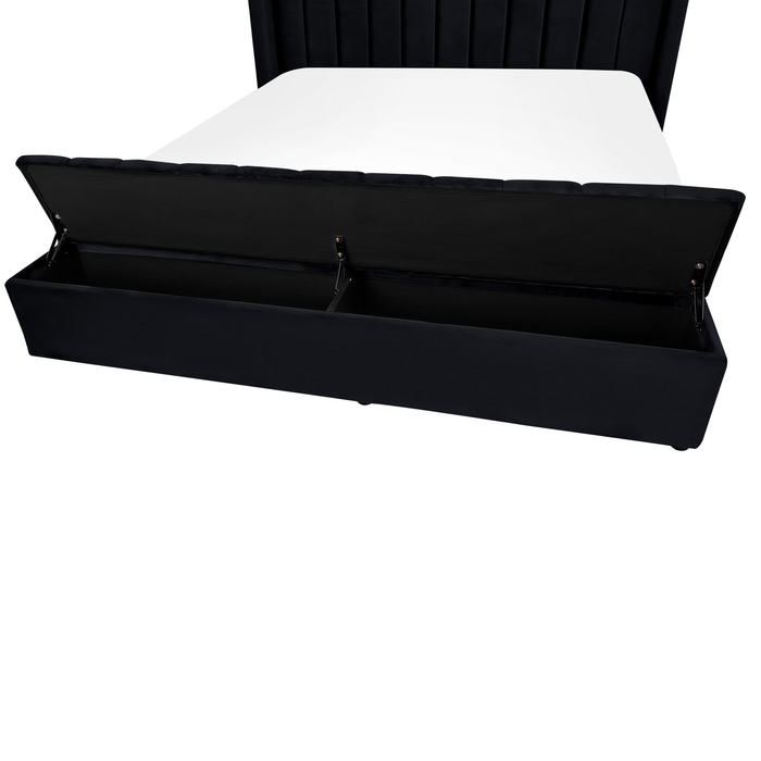 Beliani-NOYERS-Bed met opbergruimte-Zwart-180 x 200 cm-Fluweel