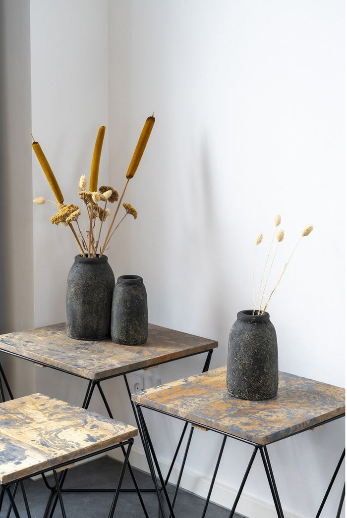 Artichok Valery vaas keramiek - set van 3 - donkergrijs