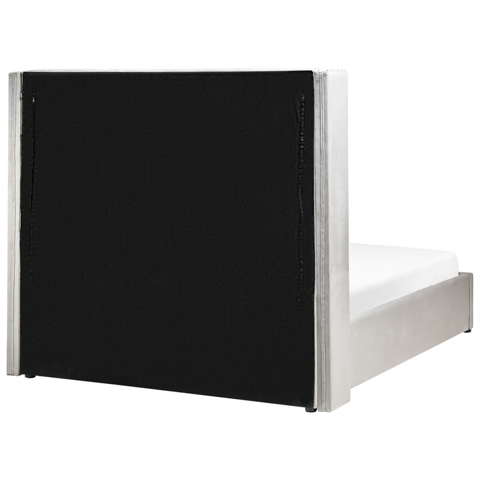 Beliani-LUBBON -Bed met opbergruimte-Lichtgrijs-140 x 200 cm-Fluweel