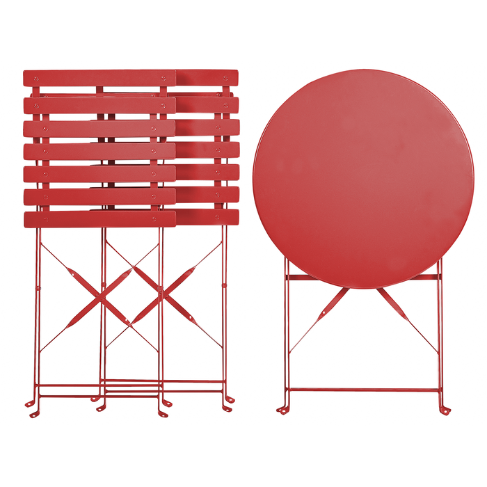 Beliani - FIORI - Bistroset voor 2 - Rood - Staal
