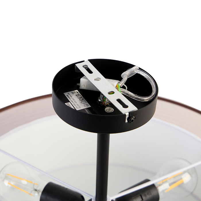 QAZQA Moderne plafondlamp bruin met wit 50 cm 3-lichts - Drum Duo