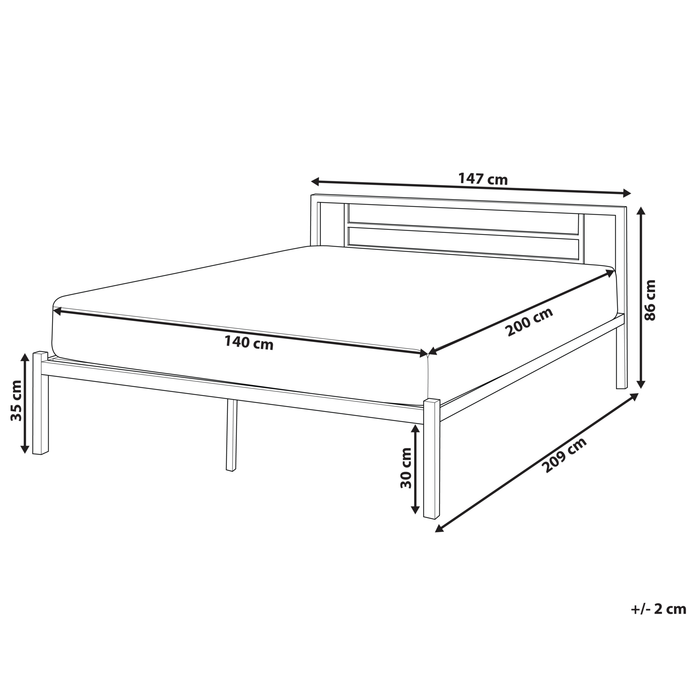 Beliani - CUSSET - Tweepersoonsbed - Wit - 140 x 200 cm - Metaal