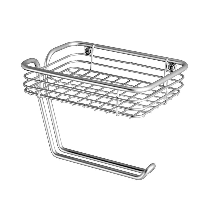 iDesign Toiletrolhouder met bakje - Zilver