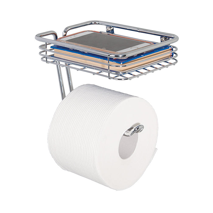 iDesign Toiletrolhouder met bakje - Zilver