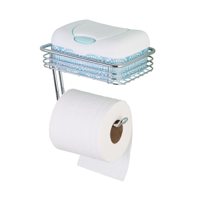 iDesign Toiletrolhouder met bakje - Zilver