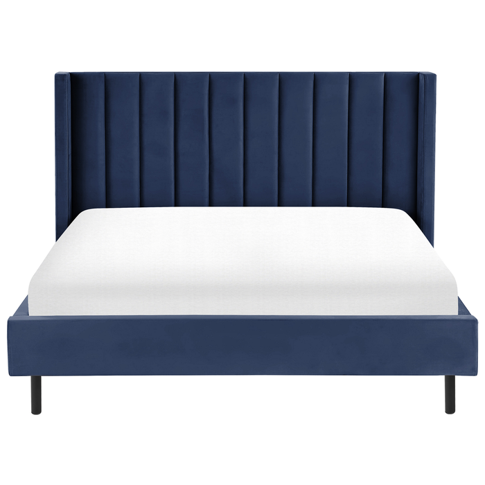 Beliani-VILLETTE -Tweepersoonsbed-Marineblauw-180 x 200 cm-Fluweel