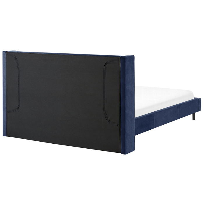 Beliani-VILLETTE -Tweepersoonsbed-Marineblauw-180 x 200 cm-Fluweel