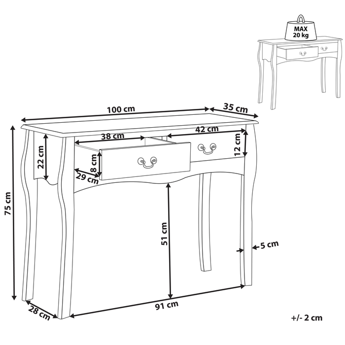 Beliani - KLAWOCK - Consoletafel - Zwart - MDF