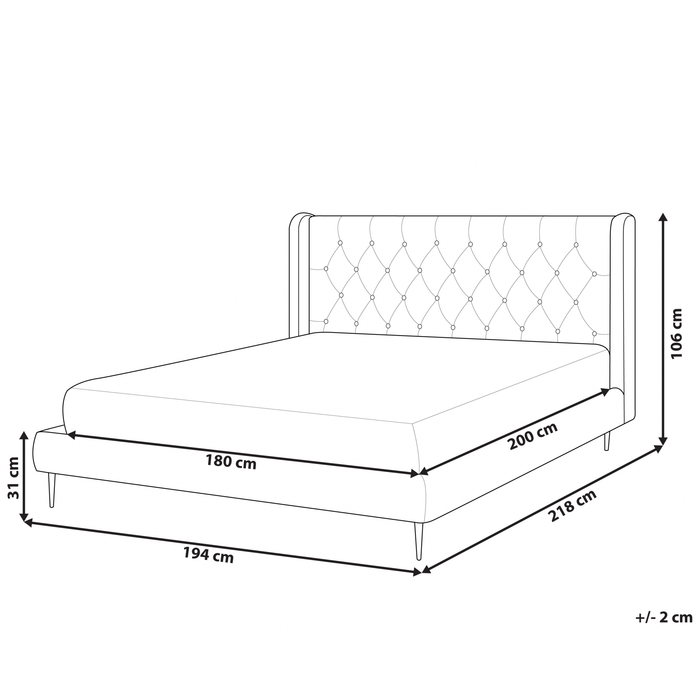 Beliani - FORBACH - Tweepersoonsbed - Grijs - 180 x 200 cm - Fluweel